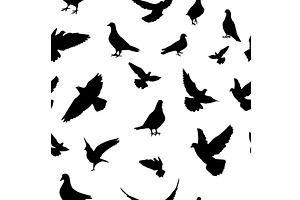 Flying pigeons birds silhouettes, an Animal Illustration by Nenahliadava Design