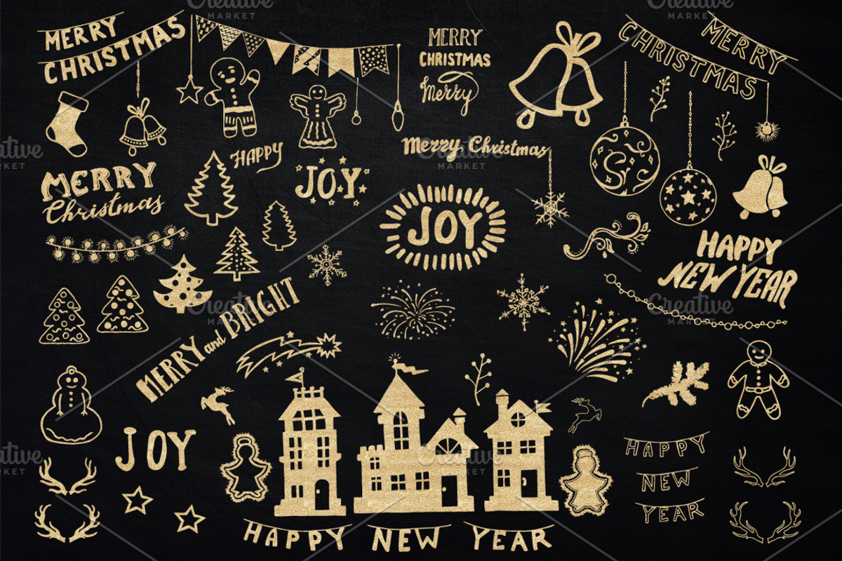 Sale -Gold Christmas Design Elements, an Illustration by DigitalCloud (Photo 2 of 2)