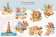 Sea Voyage Watercolor Clip Art, an Object Graphic by Andre_Eva (Thumbnail 4 of 12)