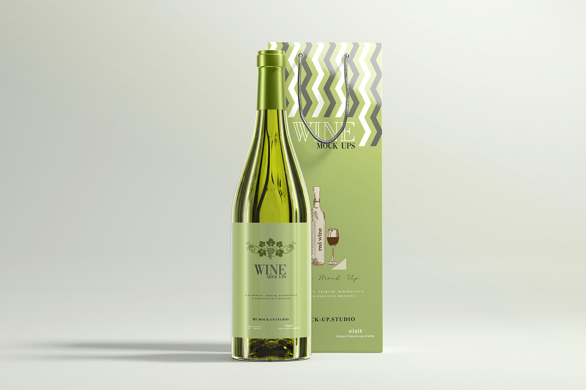 White Wine with Bag Mockups, a Product Mockup by pmvch (Photo 4 of 8)