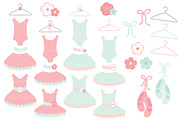 Mint & Coral Ballet Tutus Clipart, an Illustration by Amanda Ilkov (Thumbnail 2 of 2)