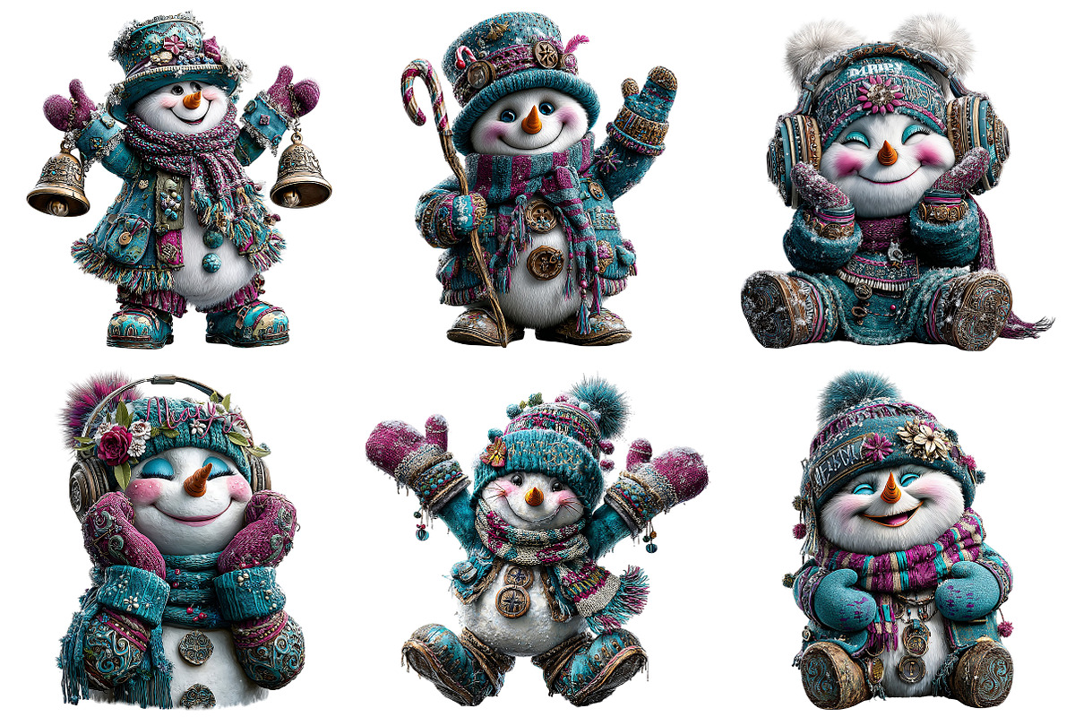 Merry Christmas Snowman Clipart, an Illustration by Craft Nest (Photo 3 of 10)