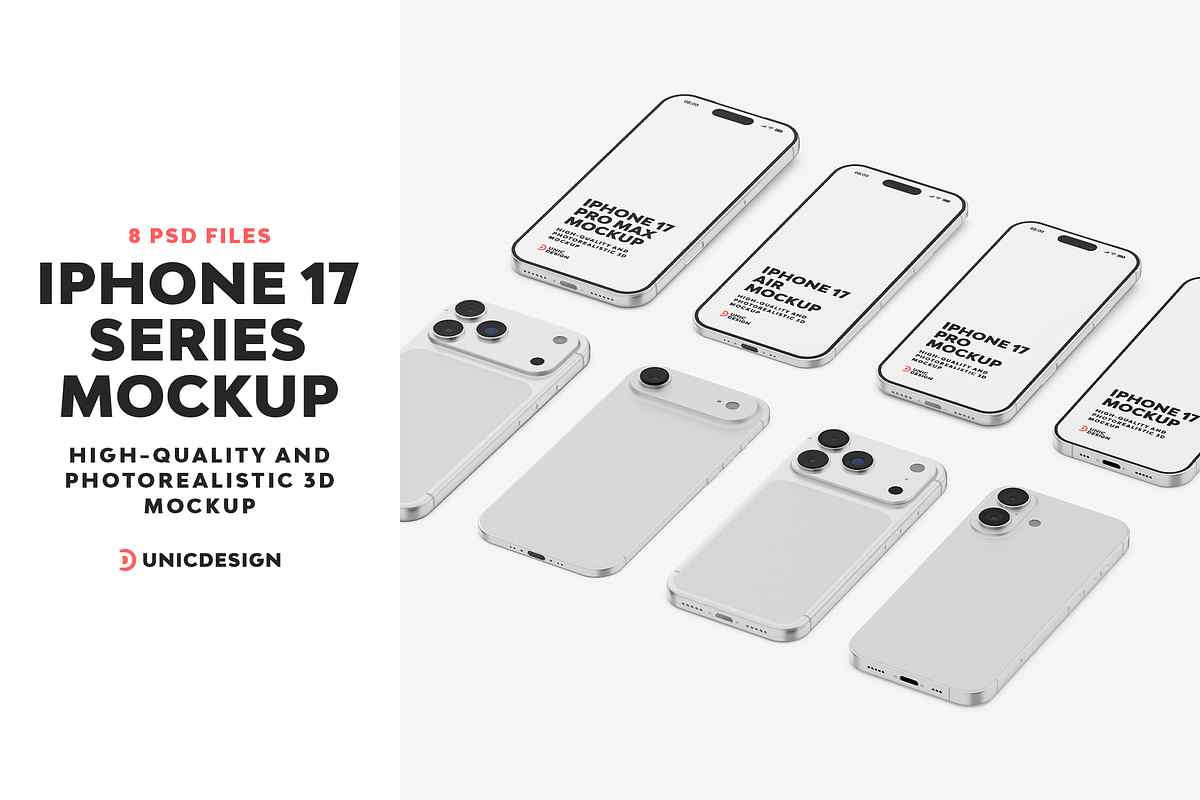 iPhone 17 Series Mockup, an iPhone Mockup by UnicDesign