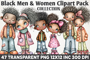 Black Men & Women Clipart Pack, a Person Illustration by RobertsArt (Thumbnail 1 of 6)