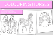 Colouring - Hand-drawn horses Set 2, an Animal Illustration by BreadlessPixels (Thumbnail 1 of 3)