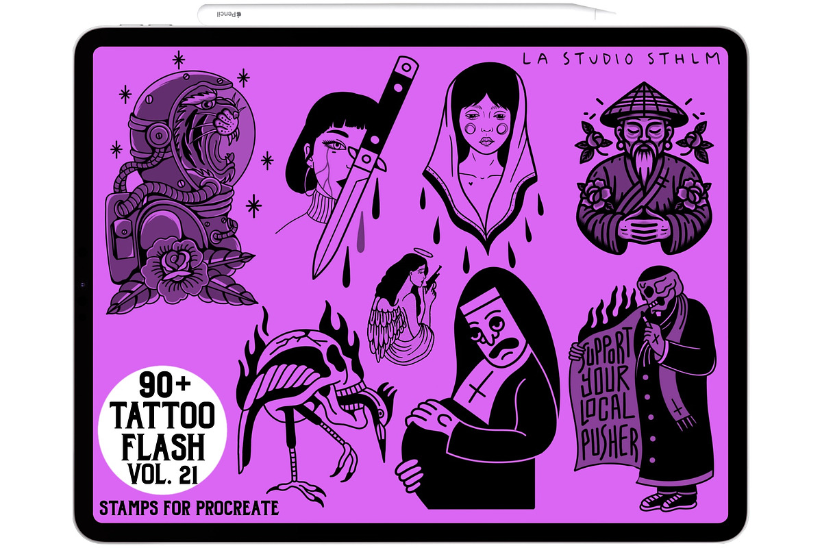 Tattoo Flash Vol. 21 - Stamp Set, a Brush Add-On by LA Studio Sthlm (Photo 5 of 6)