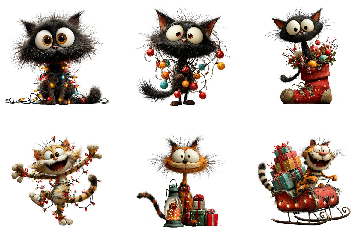 Whimsical Funny Christmas Cat, a Seasonal Illustration by fashionaddict (Photo 3 of 6)