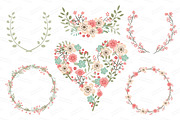 Vector Mint & Coral Vintage Flowers, an Illustration by Amanda Ilkov (Thumbnail 3 of 4)