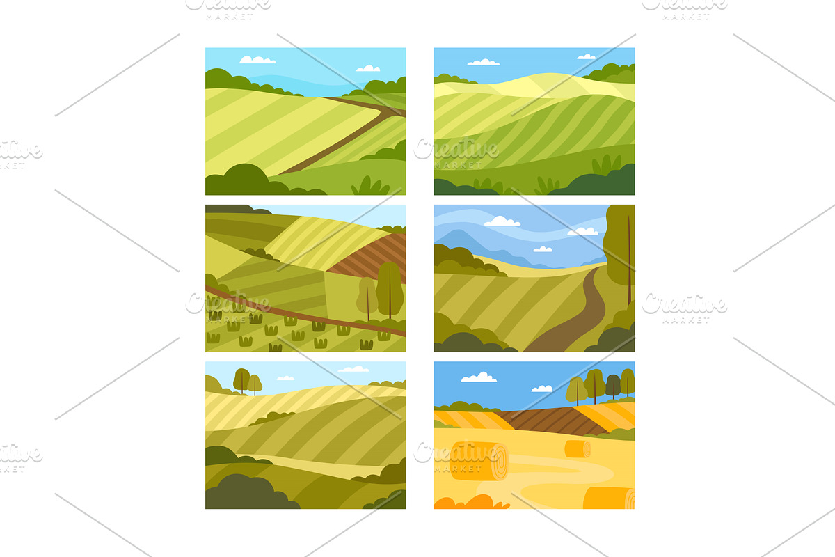 Country View with Sown Field and, an Illustration by TopVectors