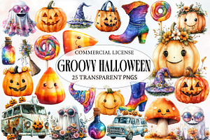 Groovy Halloween Element Clipart, an Illustration by Designworld