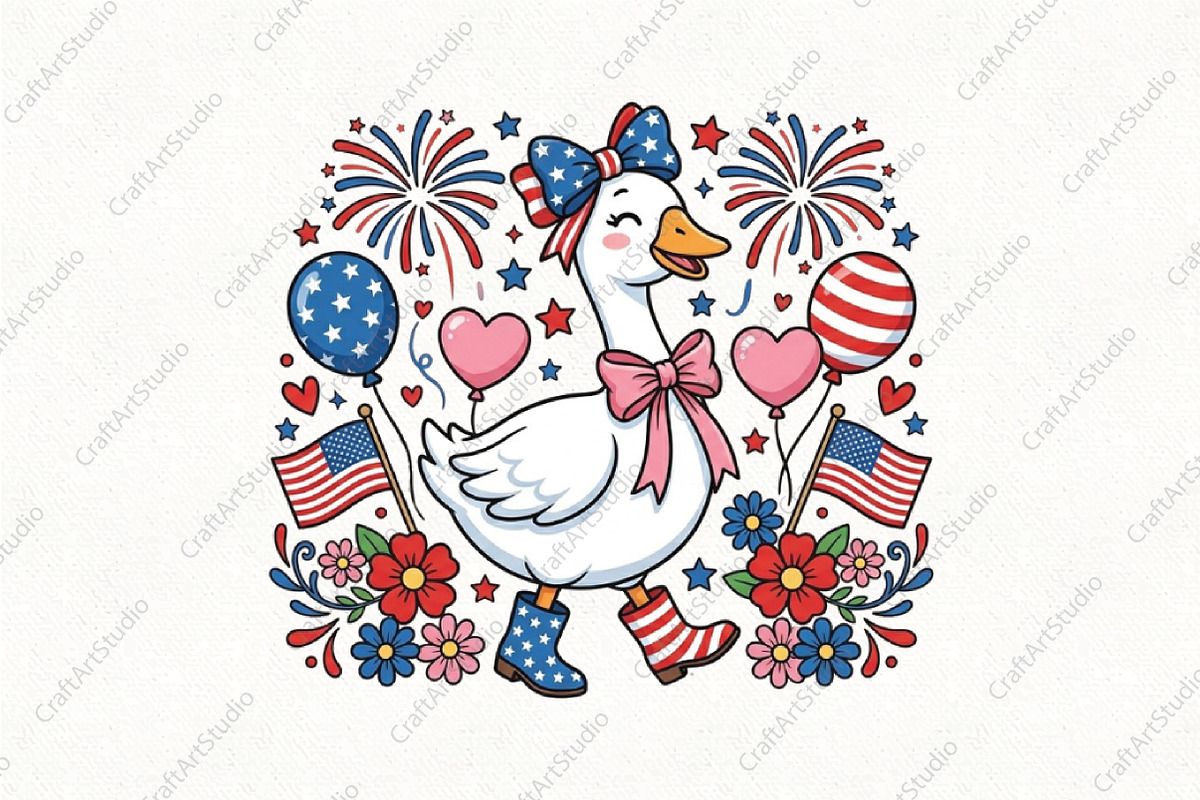 4th of July Cute Patriotic Goose PNG, a Work Illustration by CraftArtStudio (Photo 1 of 3)