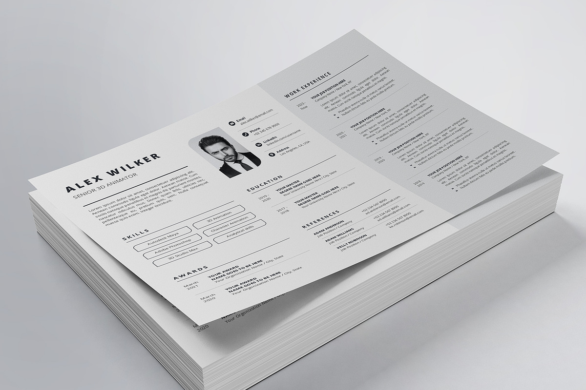 Landscape Resume/CV Template, a Resume Template by HueNestify