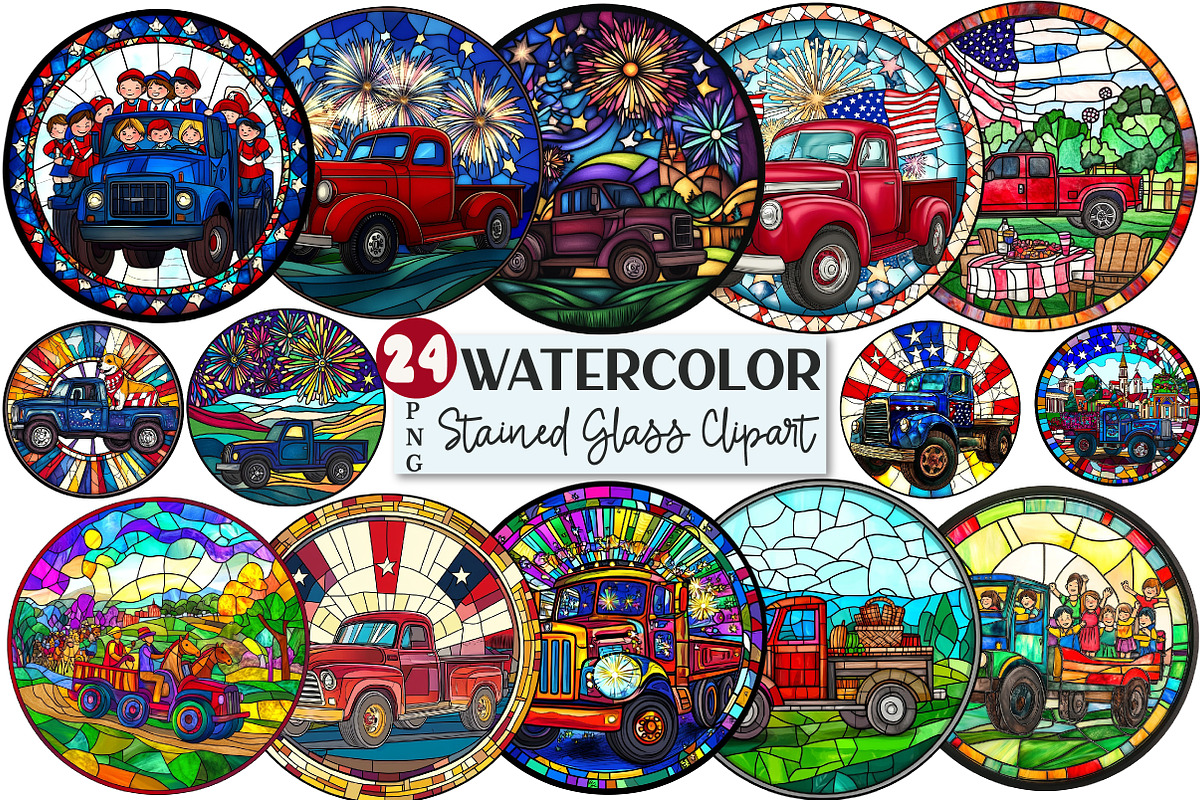 4th of July Truck Clipart, a Seasonal Illustration by Rose Art (Photo 1 of 4)