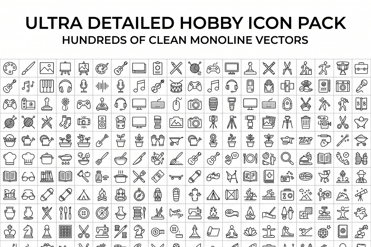 Bundles Tiny Hobby Outline Icons, an Outline Icon by adenpinkstore (Photo 11 of 16)