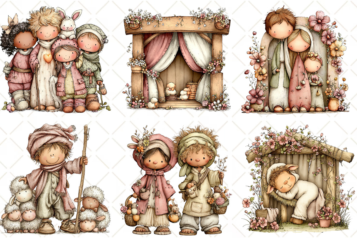 Whimsical Spring Nativity Scene, an Illustration by Black Bird Studio (Photo 4 of 5)