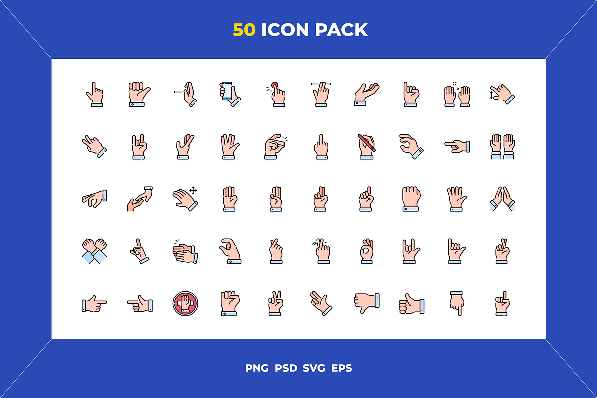 Hand gestures icons, an Outline Icon by Wencory (Photo 1 of 2)