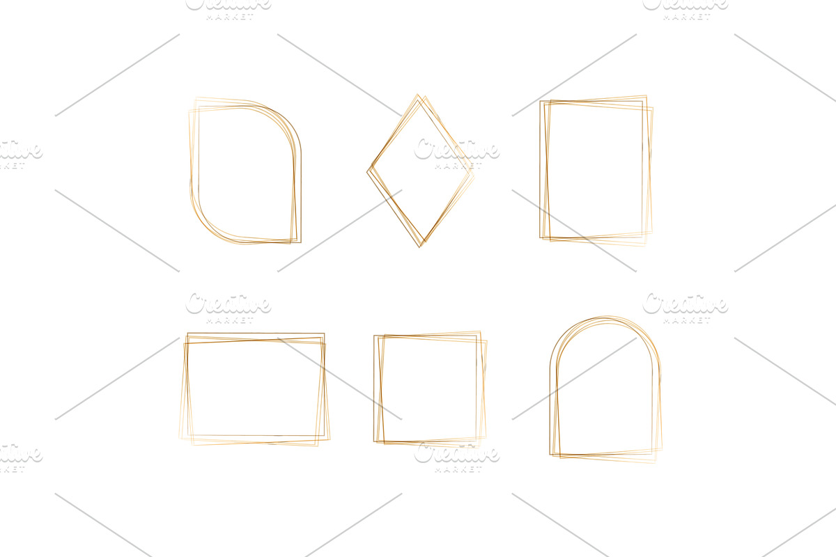 Elegant gold watercolor frames in, an Illustration by okskukuruza