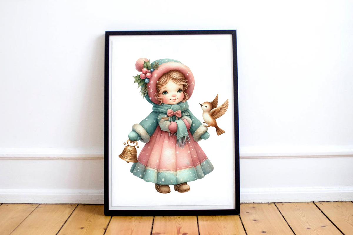 Watercolor Vintage Christmas Child, a Work Illustration by SinaCreation (Photo 3 of 5)