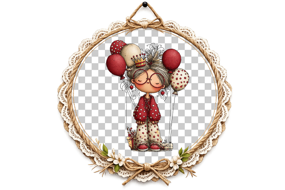 Whimsical Old Lady Birthday Clipart, an Illustration by DreamArtGraphic (Photo 5 of 8)