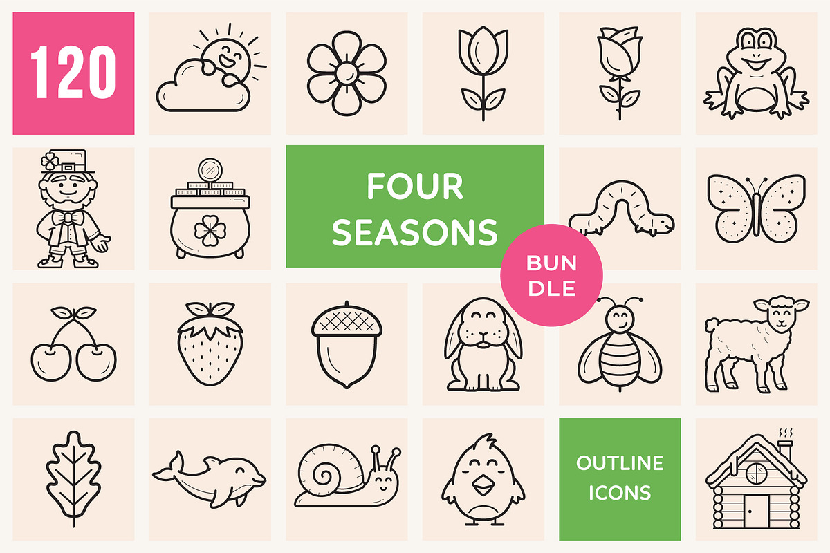 Four Seasons Outline Icons BUNDLE, an Icon by Sargatal (Photo 1 of 7)