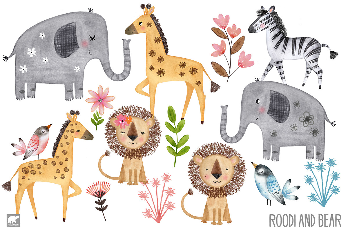 Watercolor Jungle clip art, an Illustration by Roodi and Bear (Photo 2 of 2)