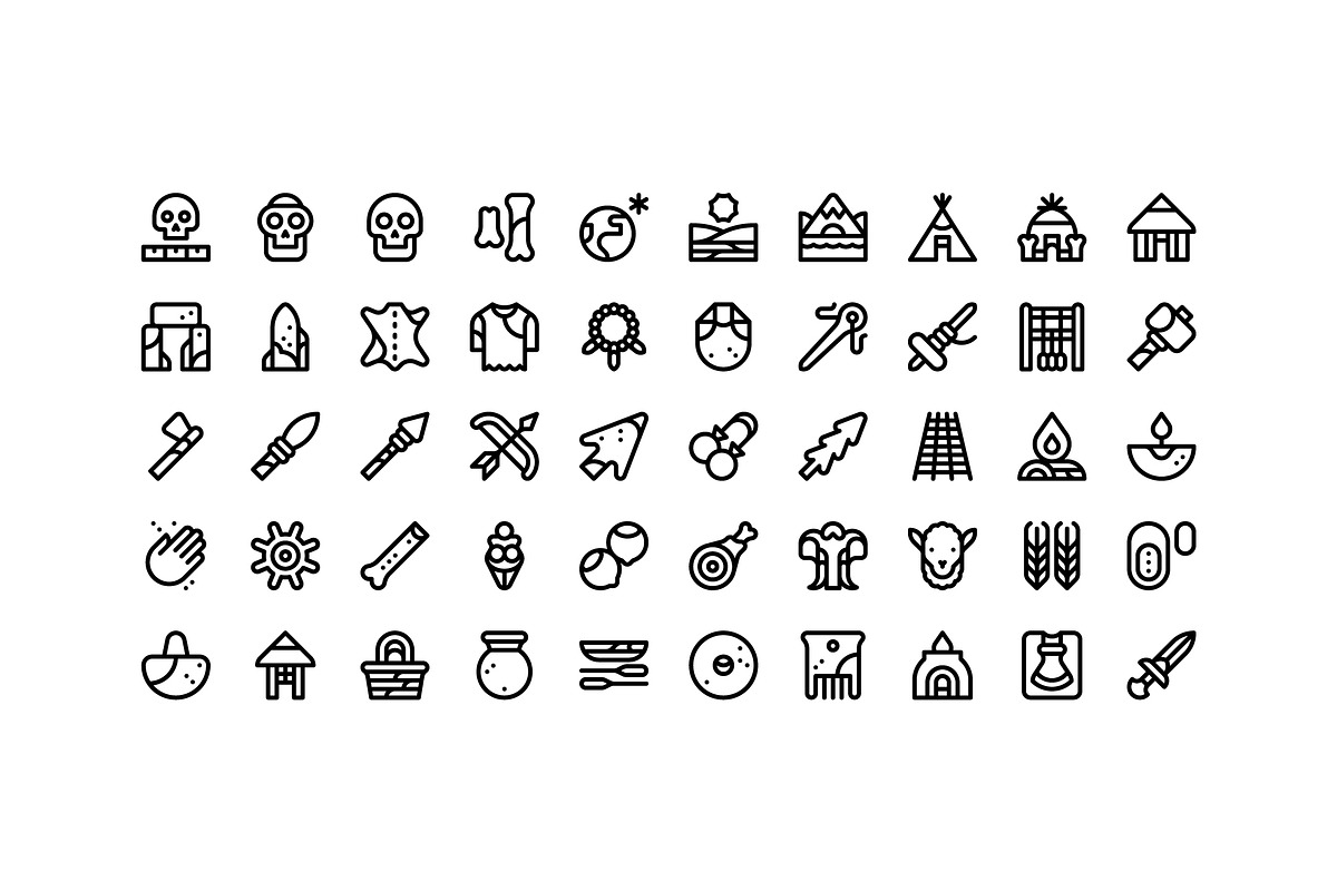 50 Prehistoy Icons, an Outline Icon by Side Project (Photo 2 of 8)