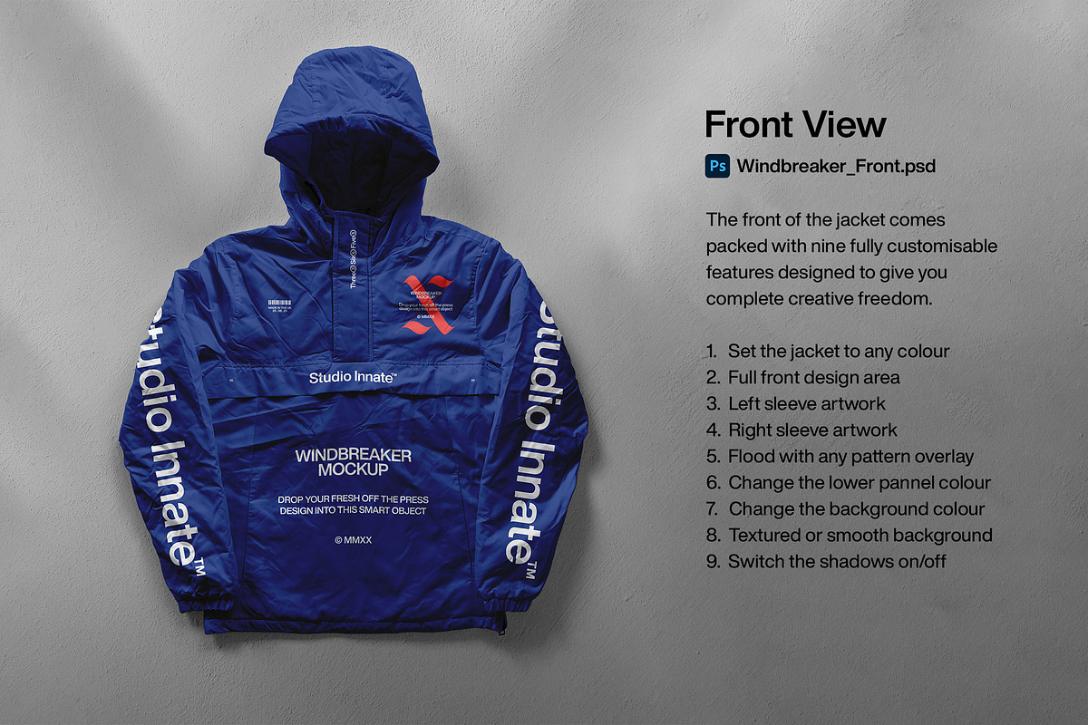Windbreaker Jacket - Mockup Bundle, a Hoody Mockup by Studio Innate (Photo 4 of 9)