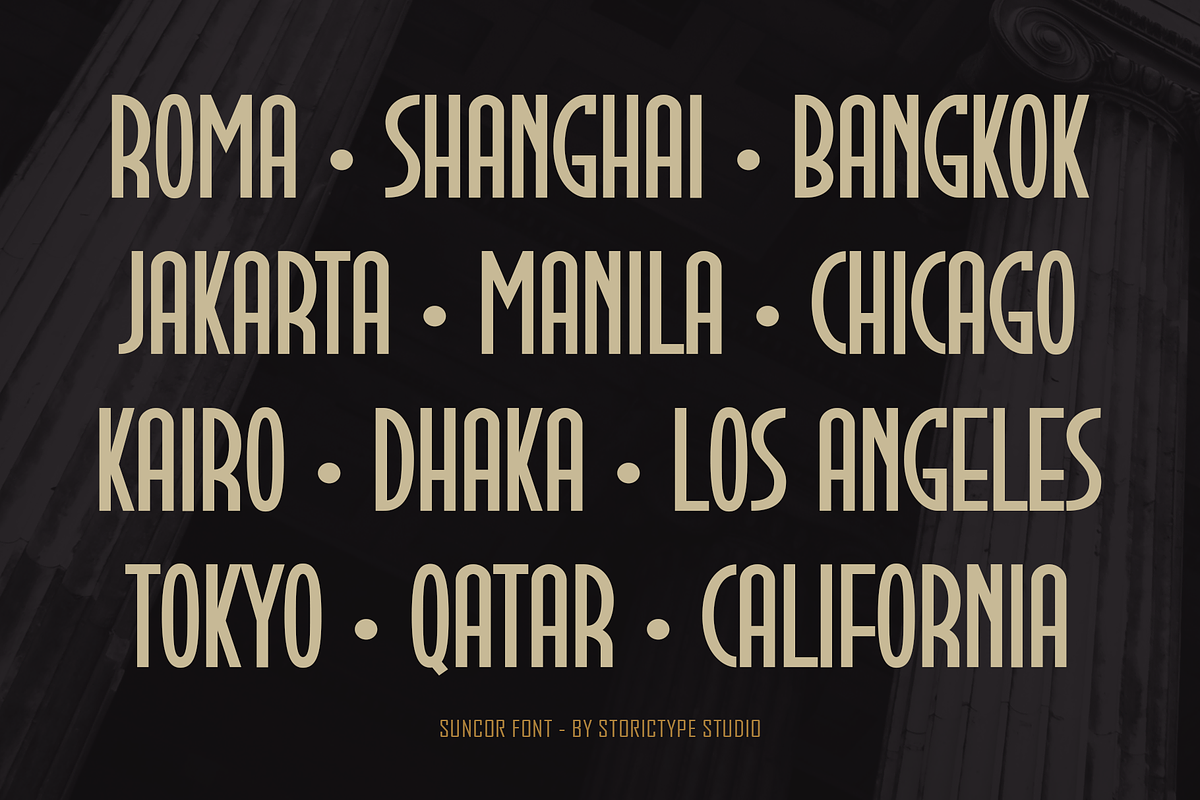 Suncor - Art Deco Style Font, a Sans Serif Font by StoricType (Photo 5 of 10)