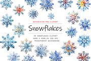 Watercolor Snowflake Clipart, a Decorative Illustration by stickermadness (Thumbnail 1 of 3)