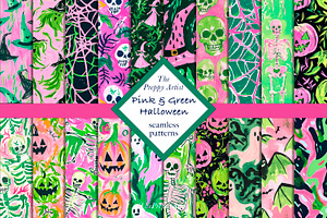 Pink & Green Halloween Patterns