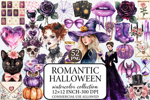Romantic Halloween Clipart, an Illustration by Libby Wishes