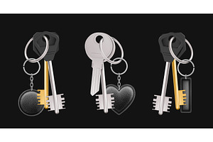 Silver metal keys bunch with ring, an Object Illustration by art PVP - market