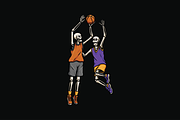 Skeletons Playing Basketball, an Object Illustration by nomlimo.com (Thumbnail 1 of 3)