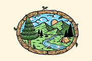 mountain view in the morning, a Seasonal Illustration by gunaonedesign (Thumbnail 1 of 5)