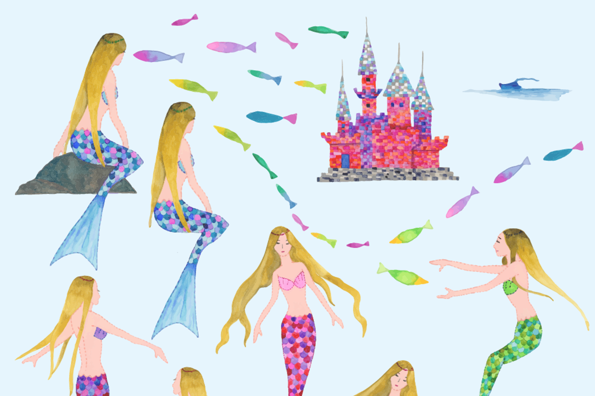 Mermaid princess and tropical fish, an Illustration by Eomoiart (Photo 3 of 3)