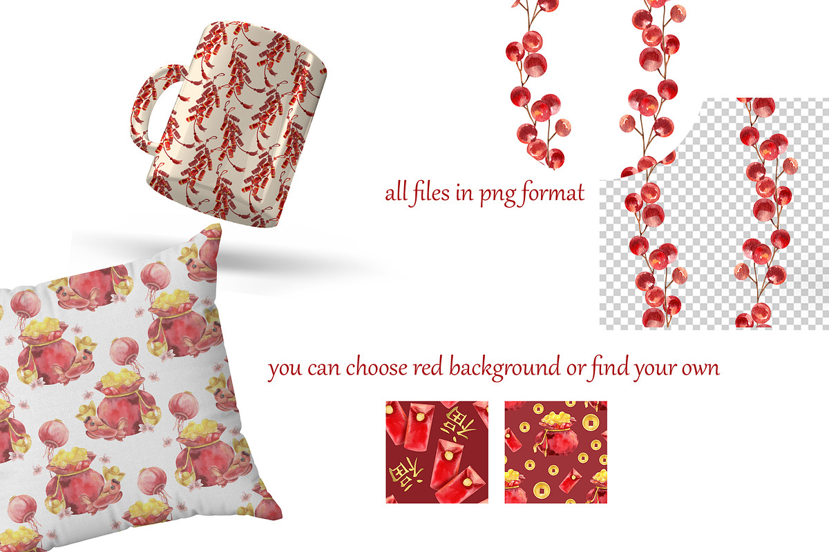 Chinese New Year seamless pattern co, a Decorative Illustration by Pegion art shop (Photo 3 of 4)