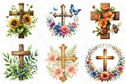 Watercolor Summer Floral Cross Clipa, an Illustration by DreamPrint404 (Thumbnail 4 of 6)
