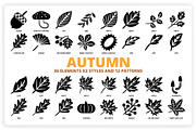 36 Autumn Elements + 12 Patterns, a Graphic by monkik (Thumbnail 1 of 12)