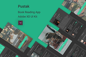 Pustak: Book Reading Adobe XD UI Kit