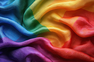Flowing rainbow fabric with vivid colors and soft textured folds, a Food & Drink Photo by José Manuel Gelpi