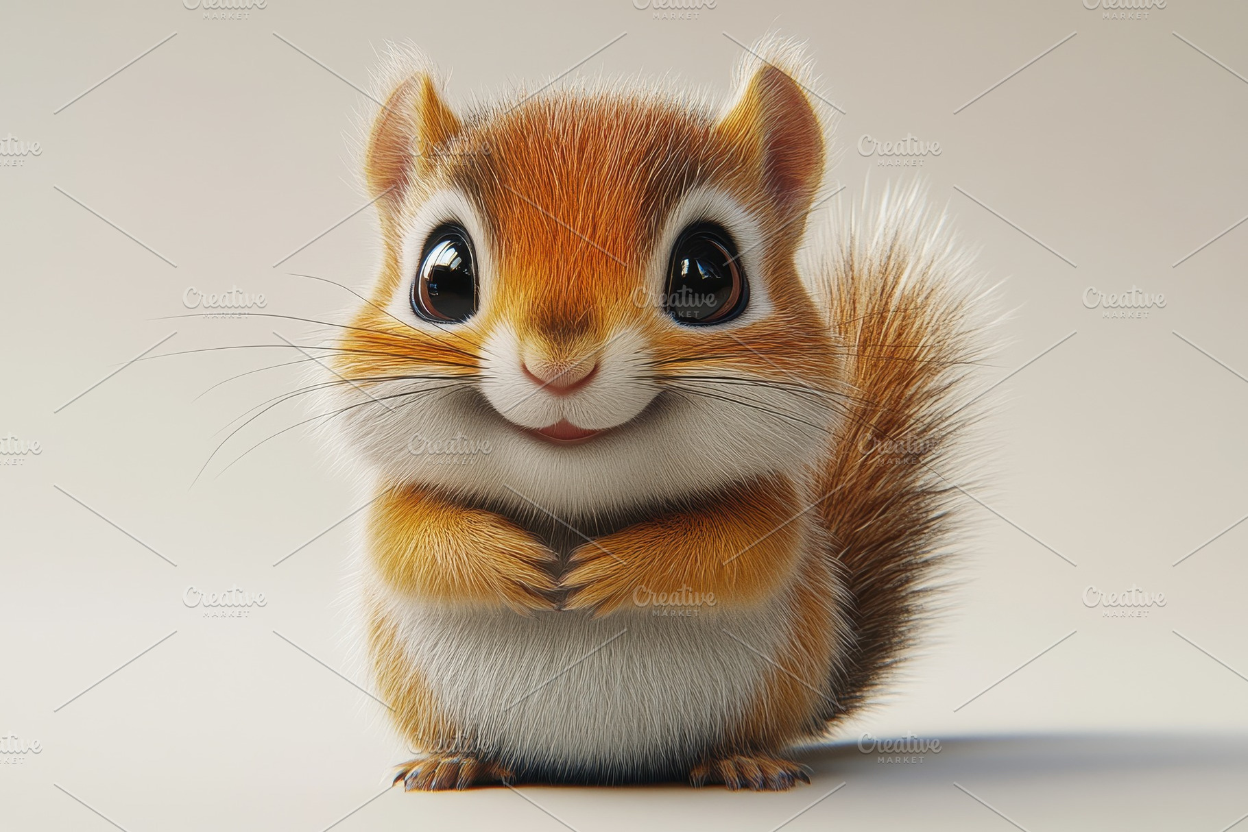 Cute squirrel with large eyes and fu, a Photo by Tanuart