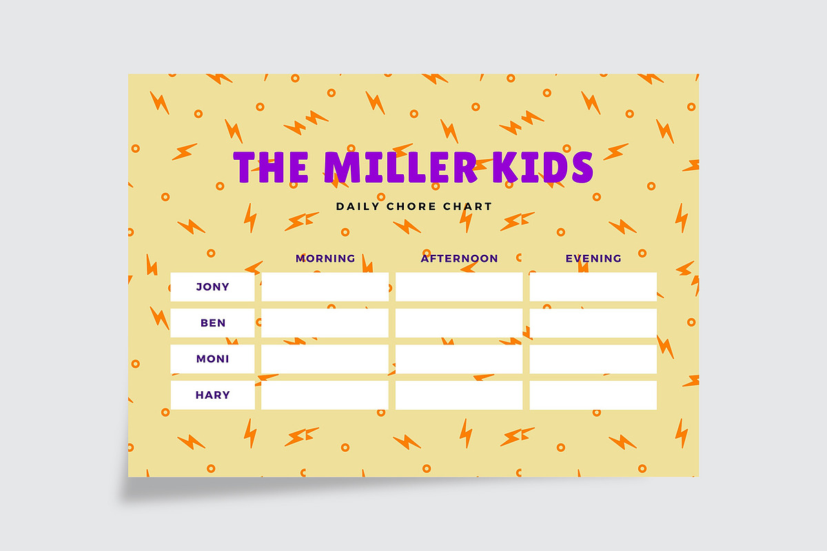 Daily Chore Chart For Kids, a Stationery Template by Amit Debnath (Photo 2 of 2)