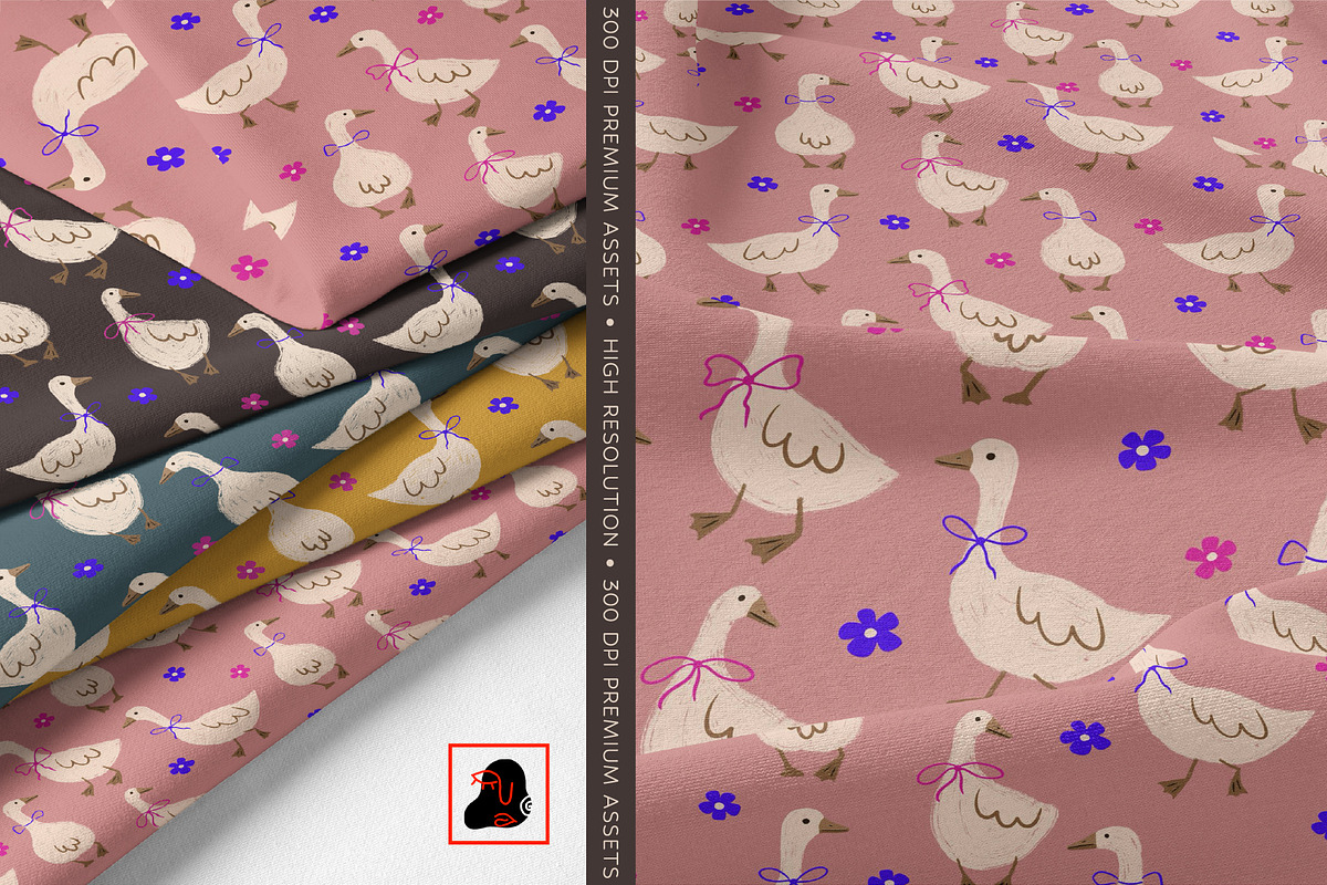 Cute Geese - Seamless Pattern, a Pattern Graphic by Alona Savchuk (Photo 2 of 11)