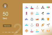 50 Sea Flat Multicolor Icons, an Icon by IconBunny (Thumbnail 1 of 2)