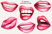 Watercolor Lips Collection, an Illustration by Dapper Dudell (Thumbnail 2 of 7)