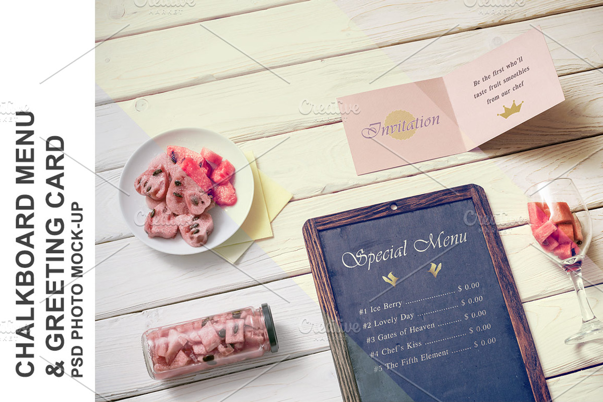 Chalkboard and Greeting Card Mockup, a Mockup by mockupgeek (Photo 2 of 4)