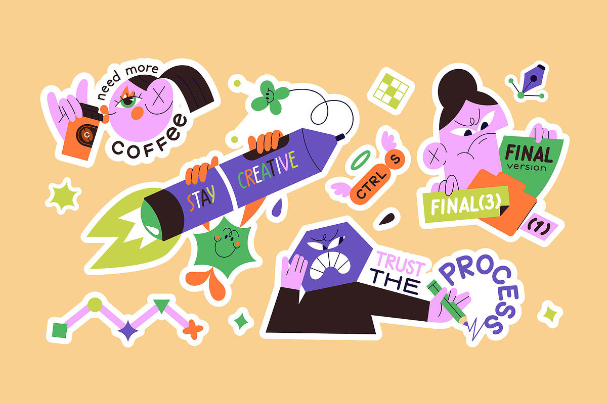 Graphic or web design sticker pack, an Object Illustration by PaperTrident (Photo 2 of 4)