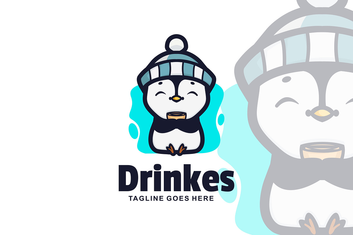 Penguin Drink Mascot Logo Design., a Branding & Logo Template by VectorCraft