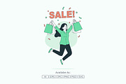 Happy Woman Holding Shopping Bag, a Person Illustration by Partikusi Design (Thumbnail 2 of 3)