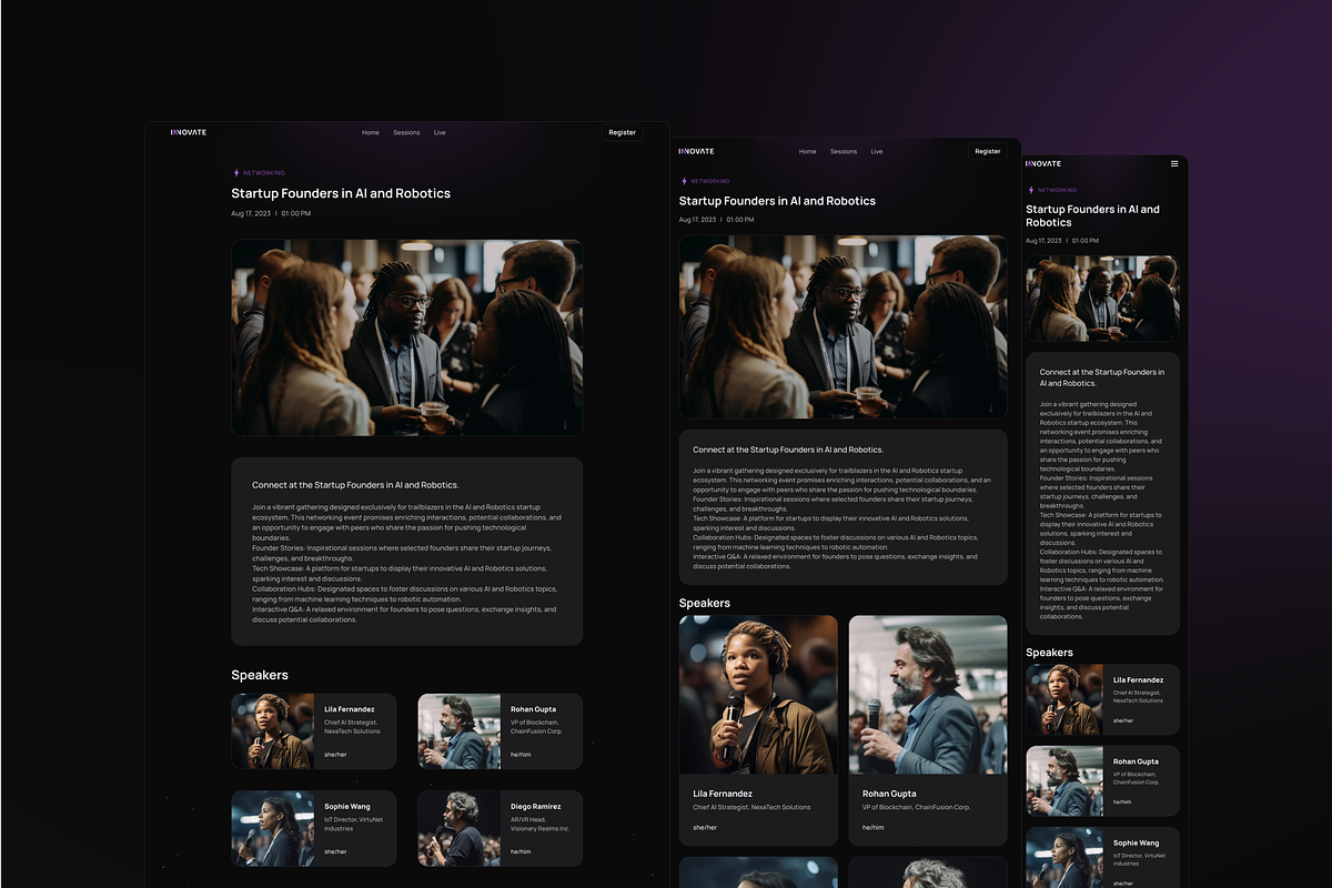 Innovate Conference Framer Template, a Templates & Theme by Kepler Design (Photo 2 of 3)